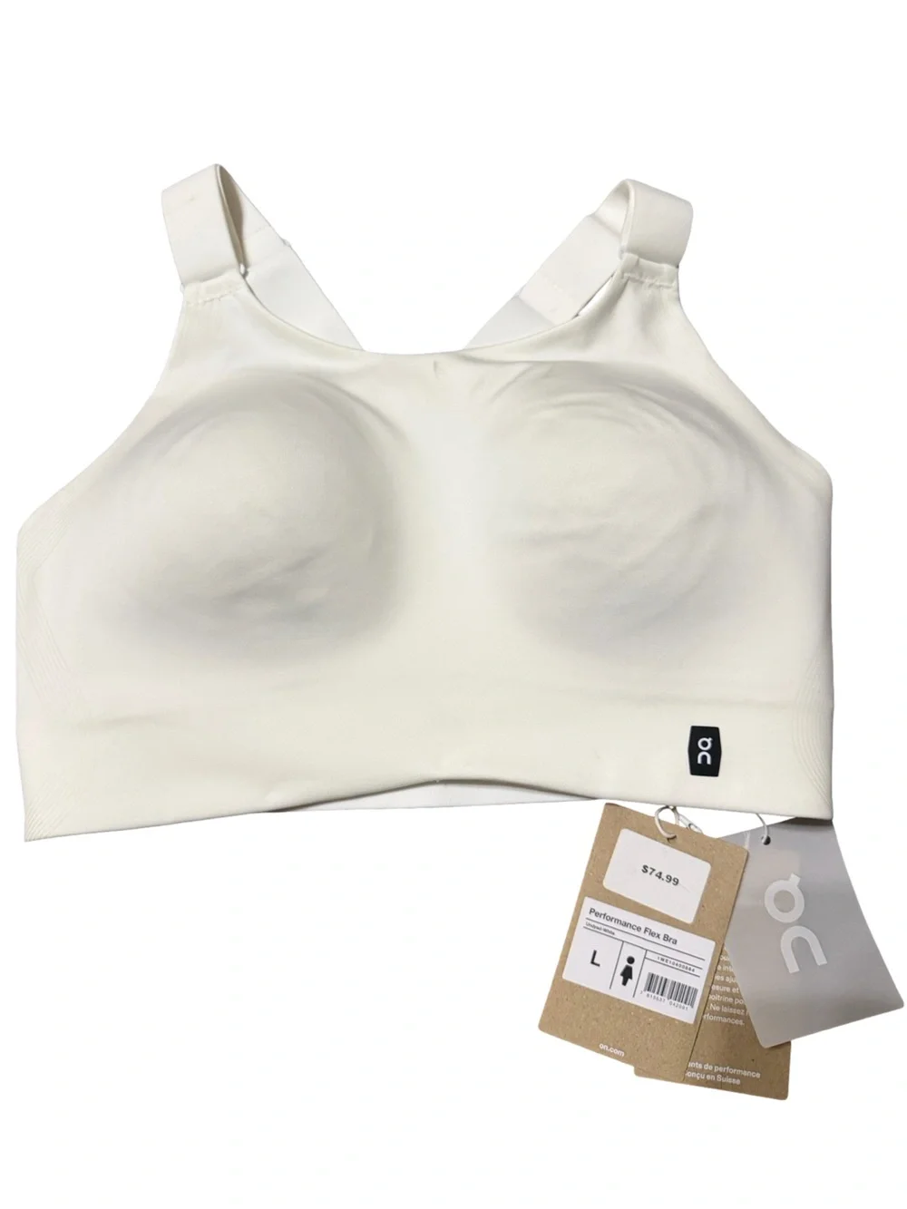 On Cloud Performance Flex Sports Bra - White - Women's Sz Large - Picture 6 of 8